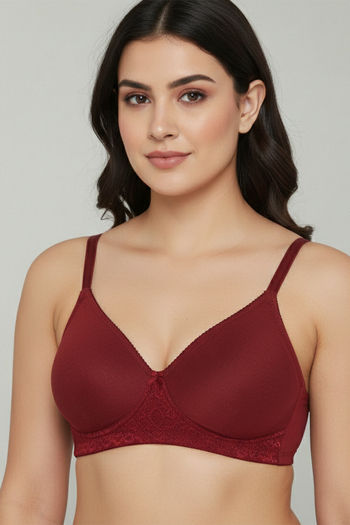 Zivame Beautiful Basics Double Layered Non Wired 3/4th Coverage T-Shirt Bra - Red Dahlia — image 4